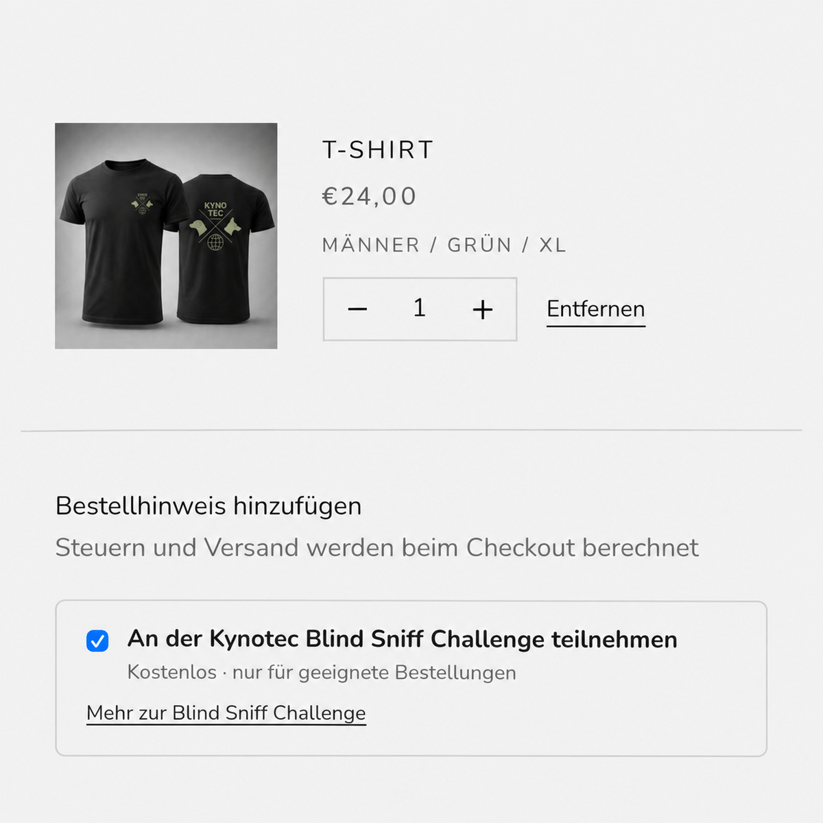 Auswahl der Teilnahme an der Kynotec Blind Sniff Challenge